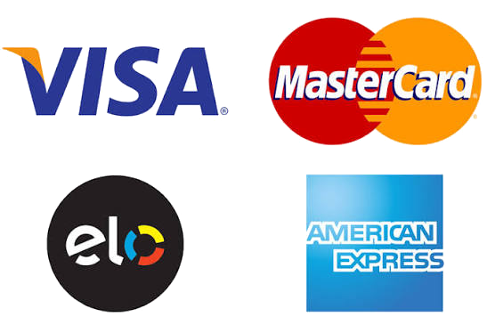 Visa, Mastercard, Elo e American Express